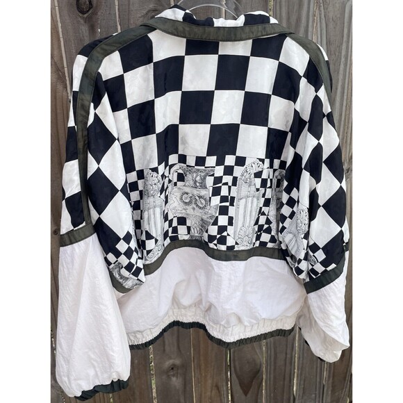 East West Vintage Checkered with Abstract designs Windbreaker Jacket - Picture 5 of 6